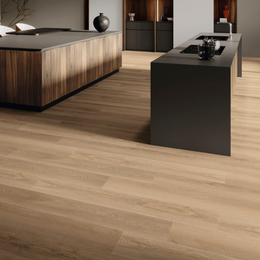 Brown SPC wood look tiles for modern interior flooring