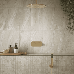 Beige porcelain wall and floor tiles with anti slip texture