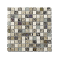 Cream polished glass and stone mosaic wall tile
