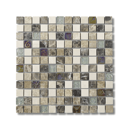 Cream polished glass and stone mosaic wall tile