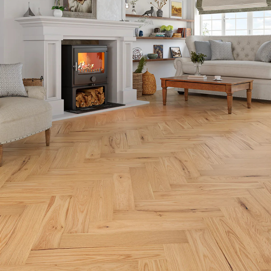 Orton Natural Oak Herringbone Flooring in a room setting