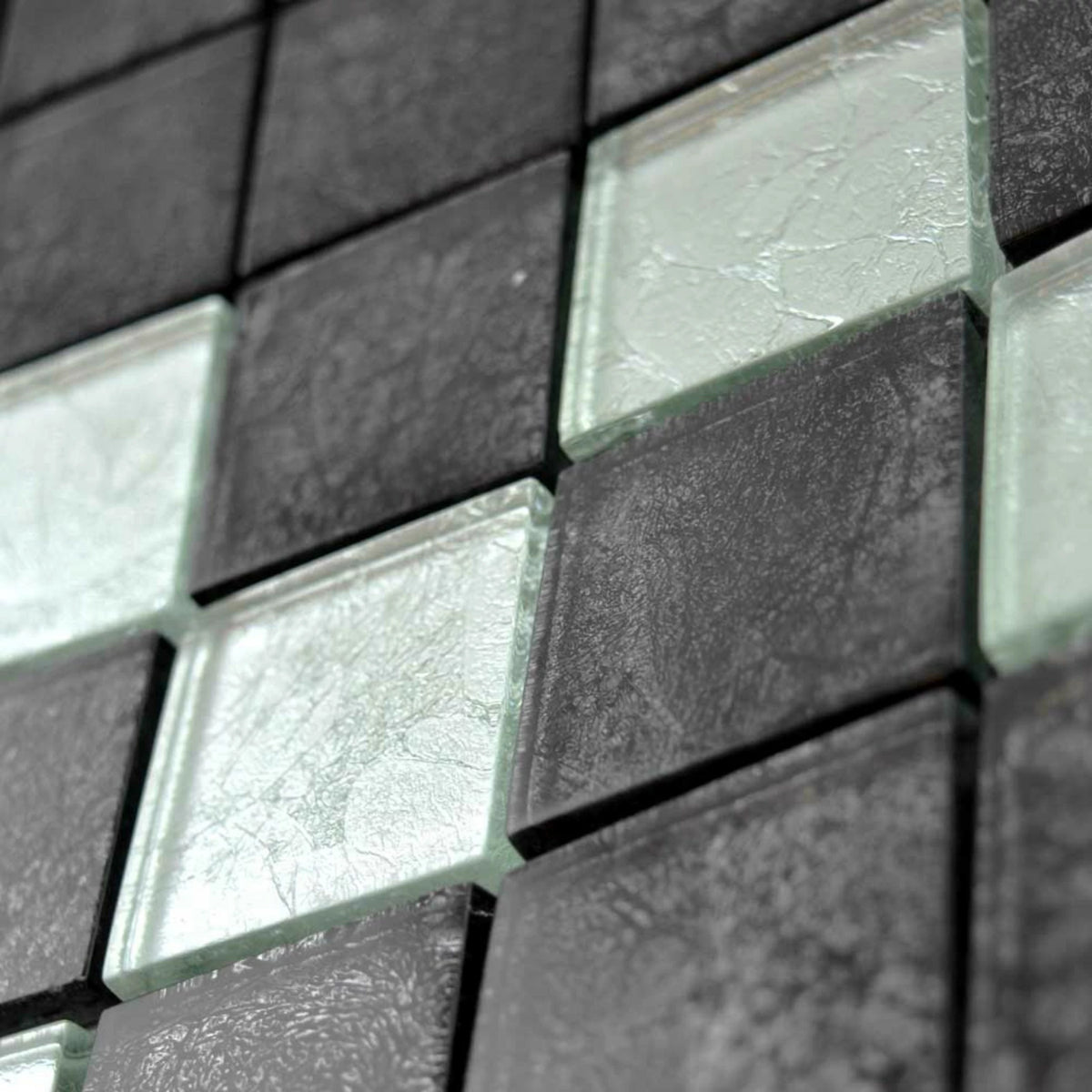 Modern black white mosaic tiles creating elegant wall design