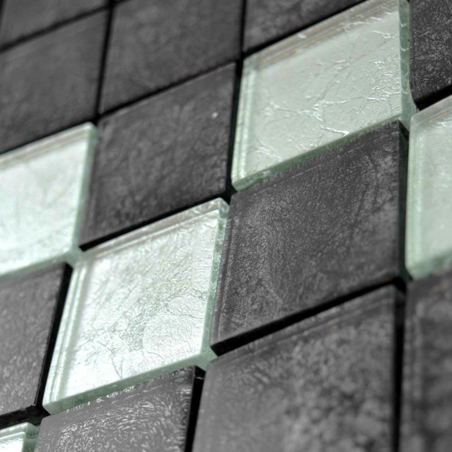 Modern black white mosaic tiles creating elegant wall design