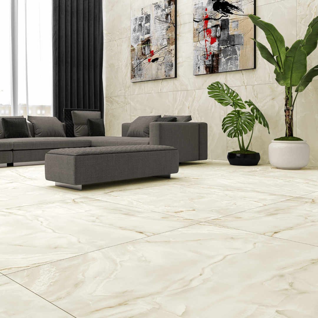 Eternal Beige matt porcelain wall and floor marble look tiles