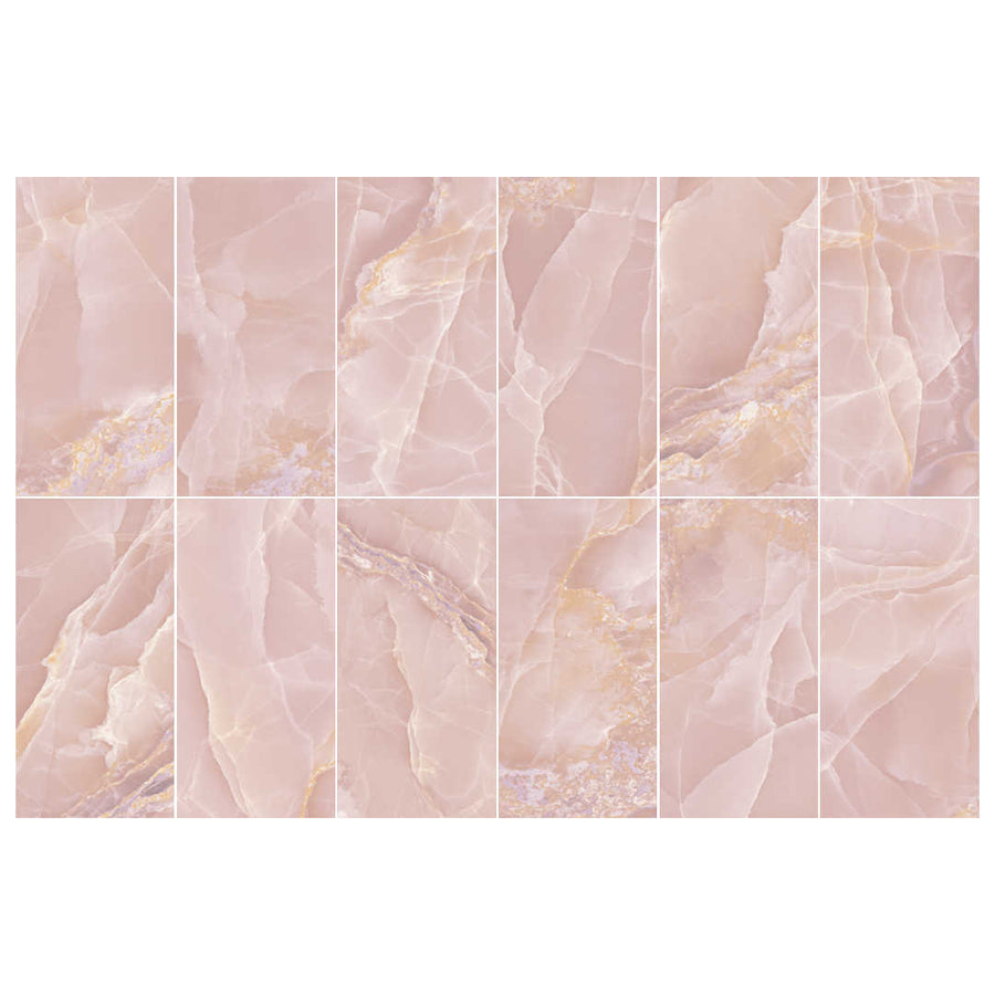 Ethereal Onyx Rose Pink 600x1200 Polished Onyx Effect Porcelain Tile - All Face