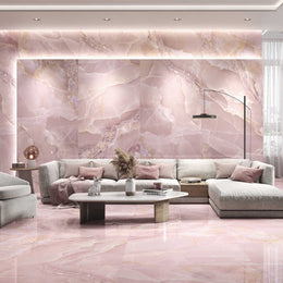Ethereal Onyx Rose Pink 600x1200 Polished Onyx Effect Porcelain Tile - Render
