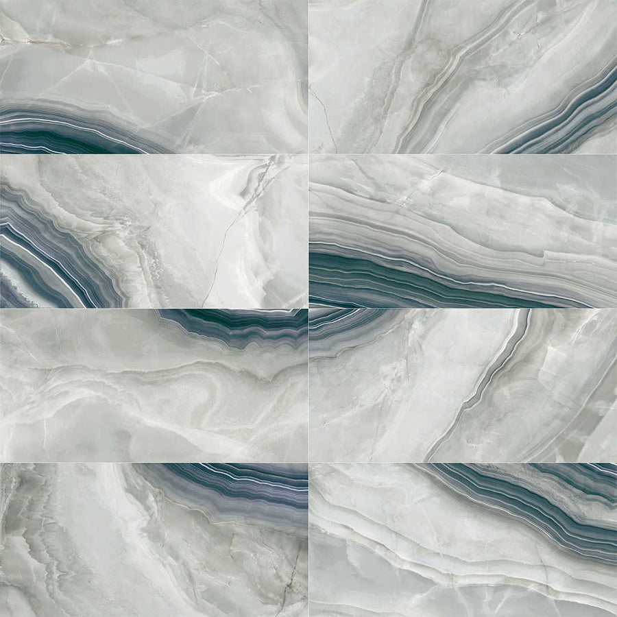 Exotic Onyx Blue Polished Onyx Effect Porcelain Tile