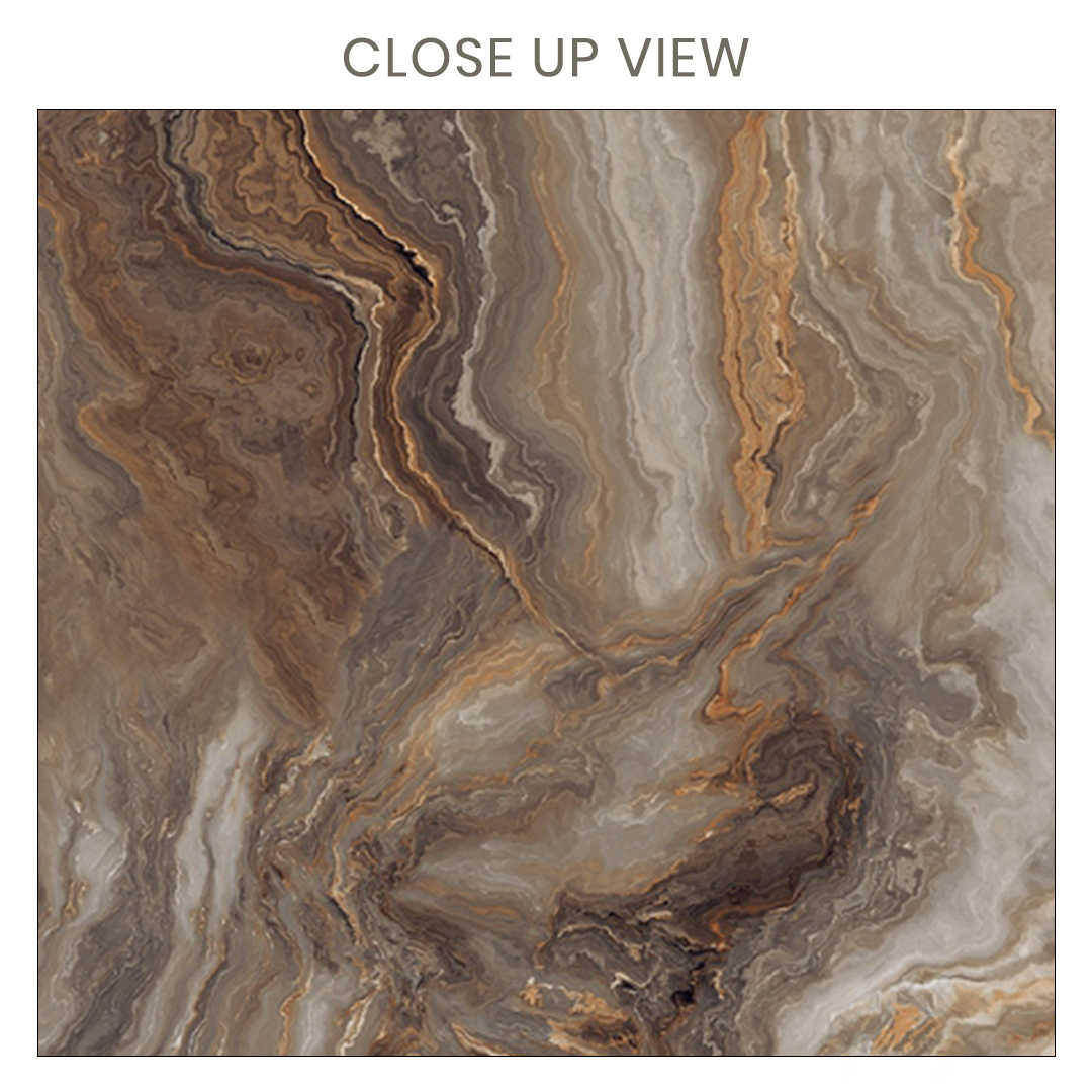 Exotic Verde Brown 600x1200 Polished Onyx Effect Porcelain Tile - Close Up