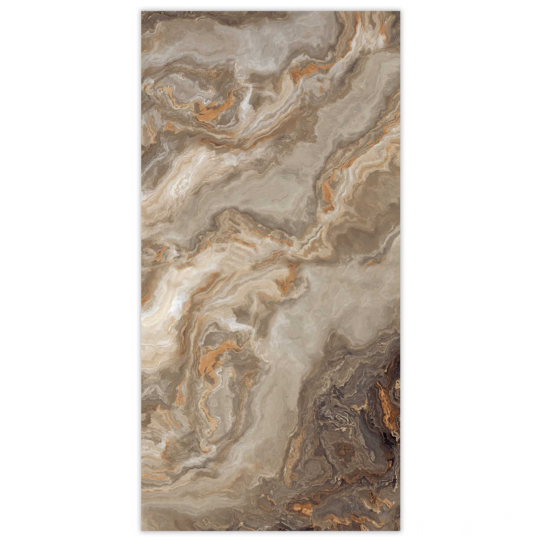 Exotic Verde Brown 600x1200 Polished Onyx Effect Porcelain Tile - Face