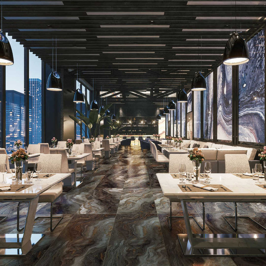 Exotic Verde Brown 600x1200 Polished Onyx Effect Porcelain Tile - Render