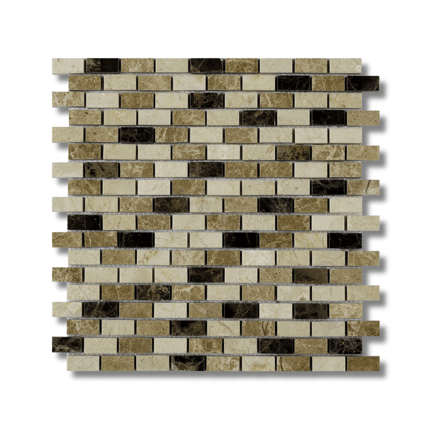 Beige stone effect polished marble mosaic wall surface
