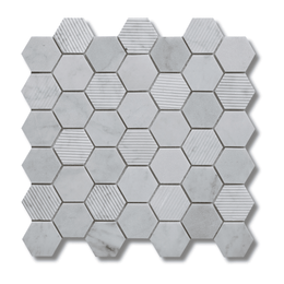 Fog Stone Hexagon grey marble mixed finish wall and floor tile