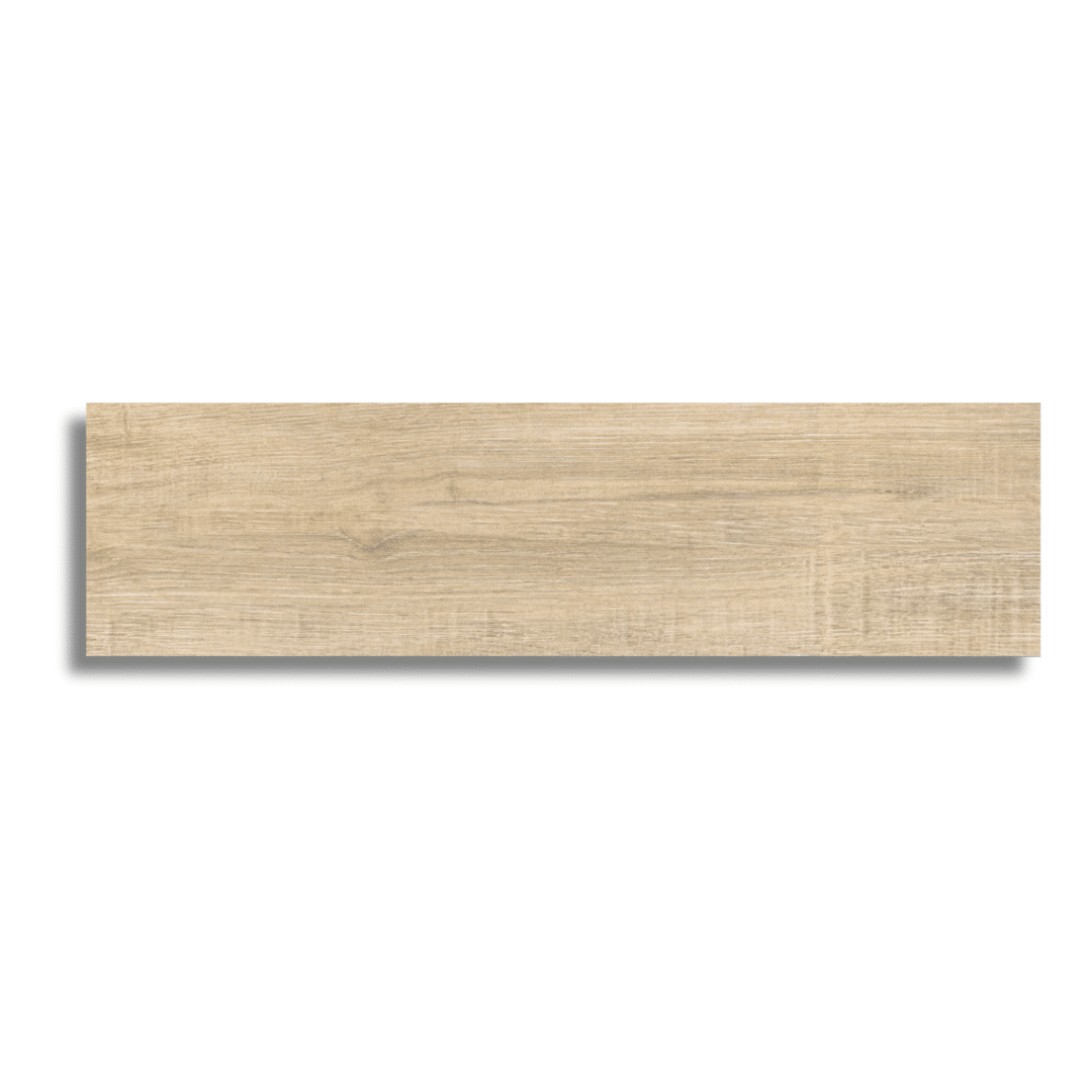 Beige matt porcelain tile with realistic wood grain design