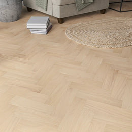 Dunmore Natural Oak Herringbone Flooring in a room setting