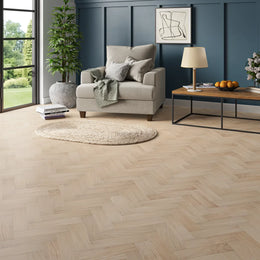 Dunmore Natural Oak Herringbone Flooring in a room setting