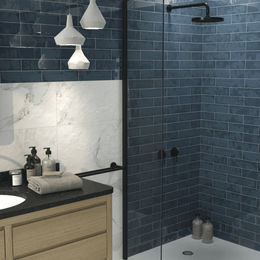 Glossy ceramic blue tiles