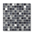 Gloss finish black mosaic glass and metal wall tiles