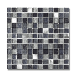 Gloss finish black mosaic glass and metal wall tiles