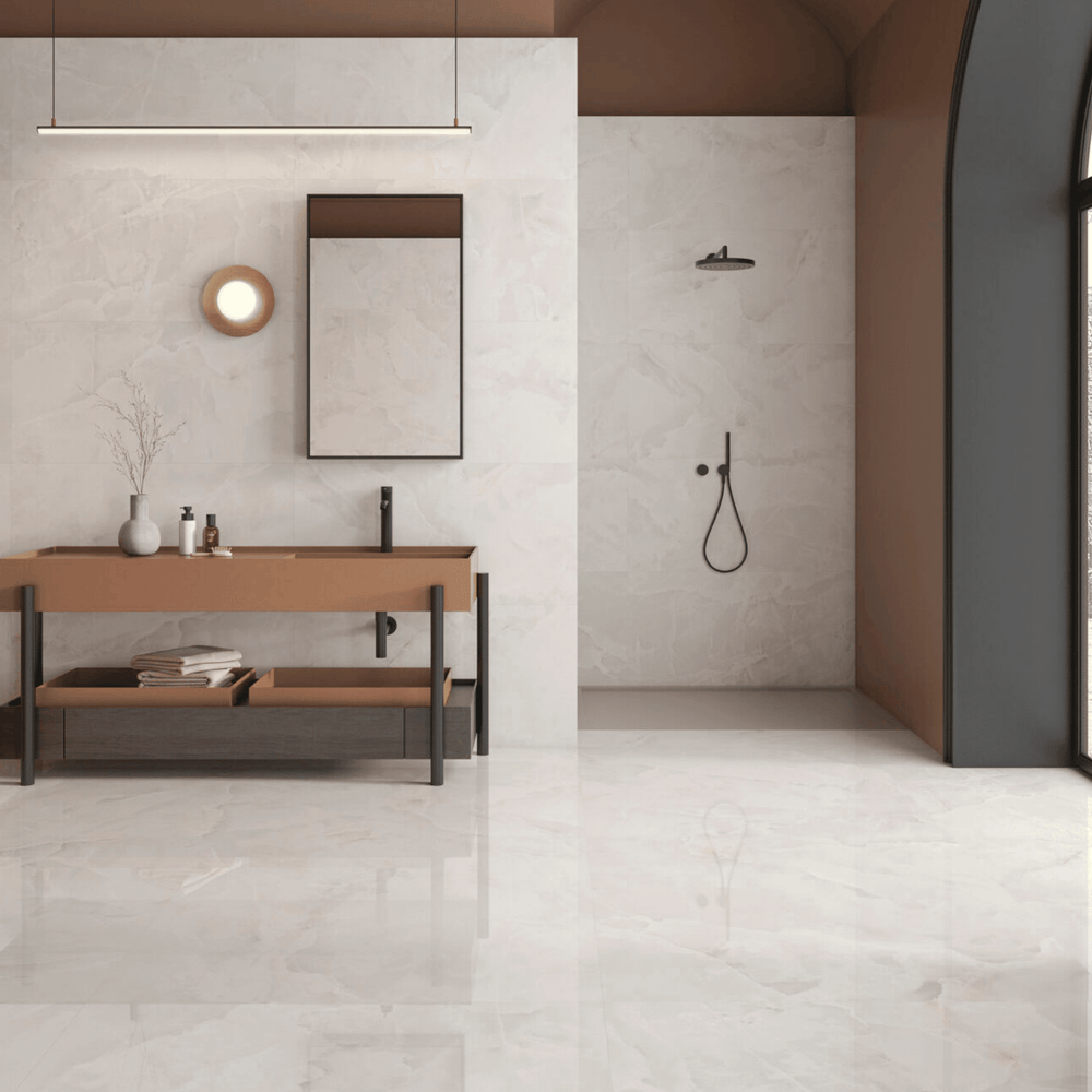 Ivory porcelain stone effect tiles for wall and floor