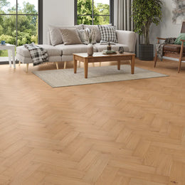 Norley Natural Oak Herringbone Flooring in a room setting