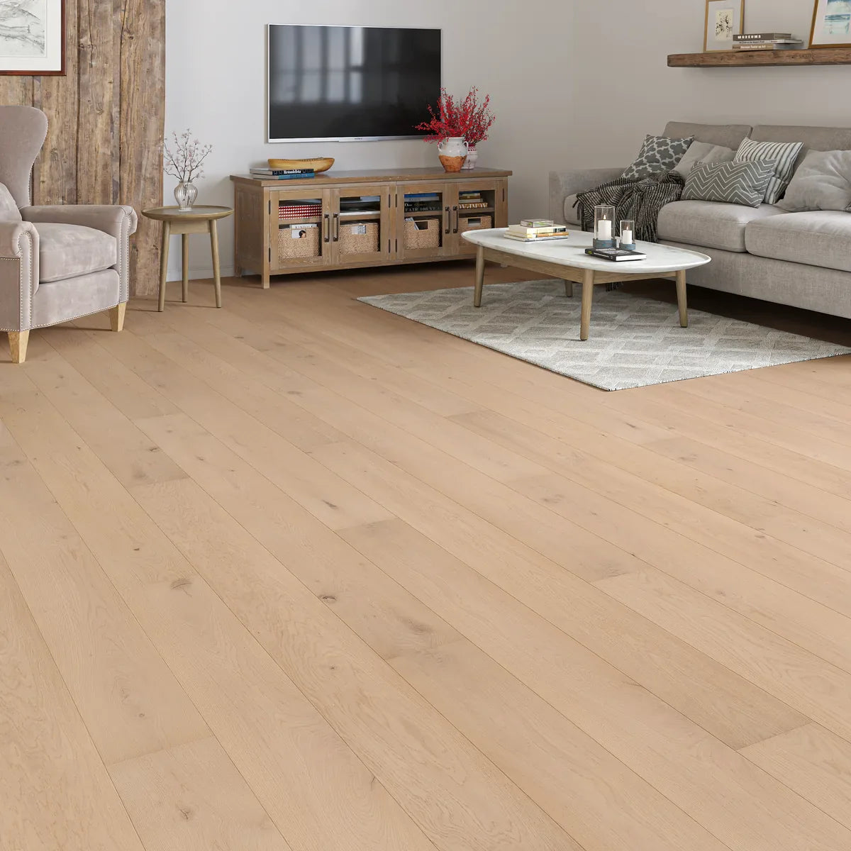 Inglemere Natural Oak Engineered Wood Flooring in a room setting