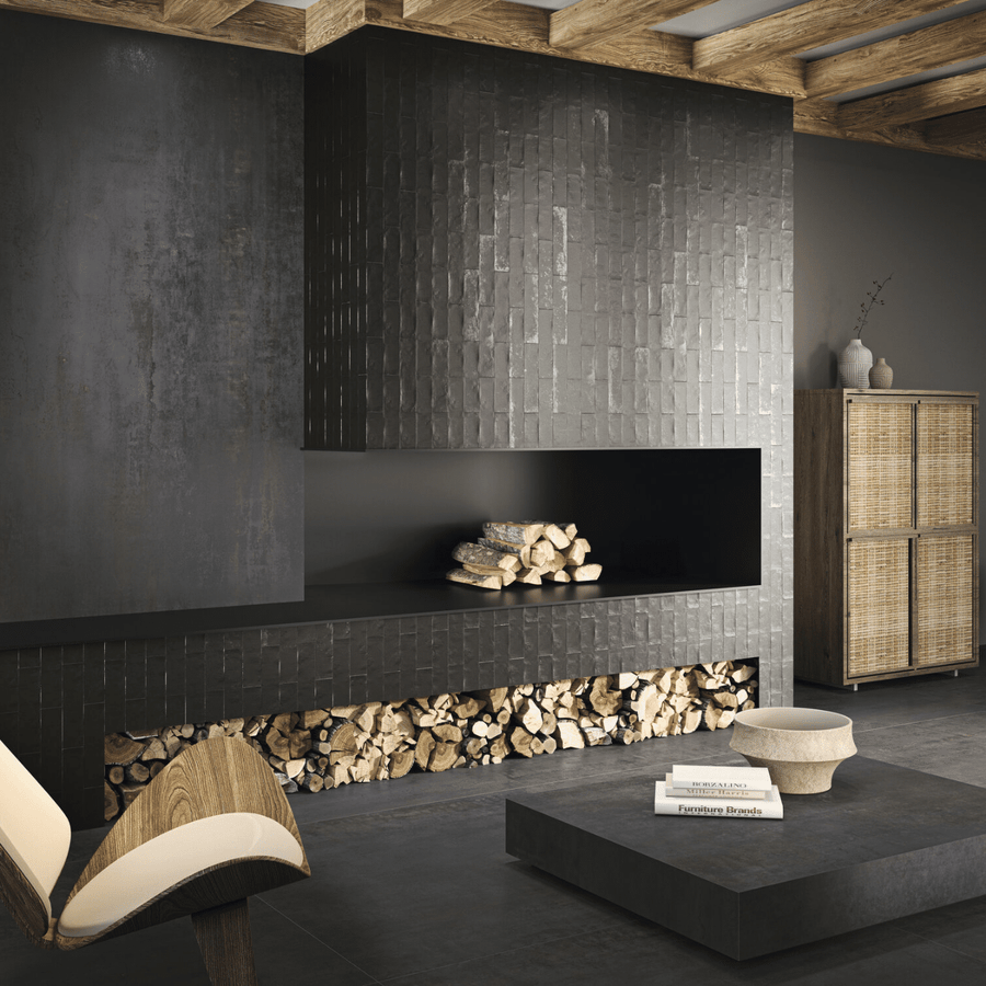 Decorative anthracite glossy tiles