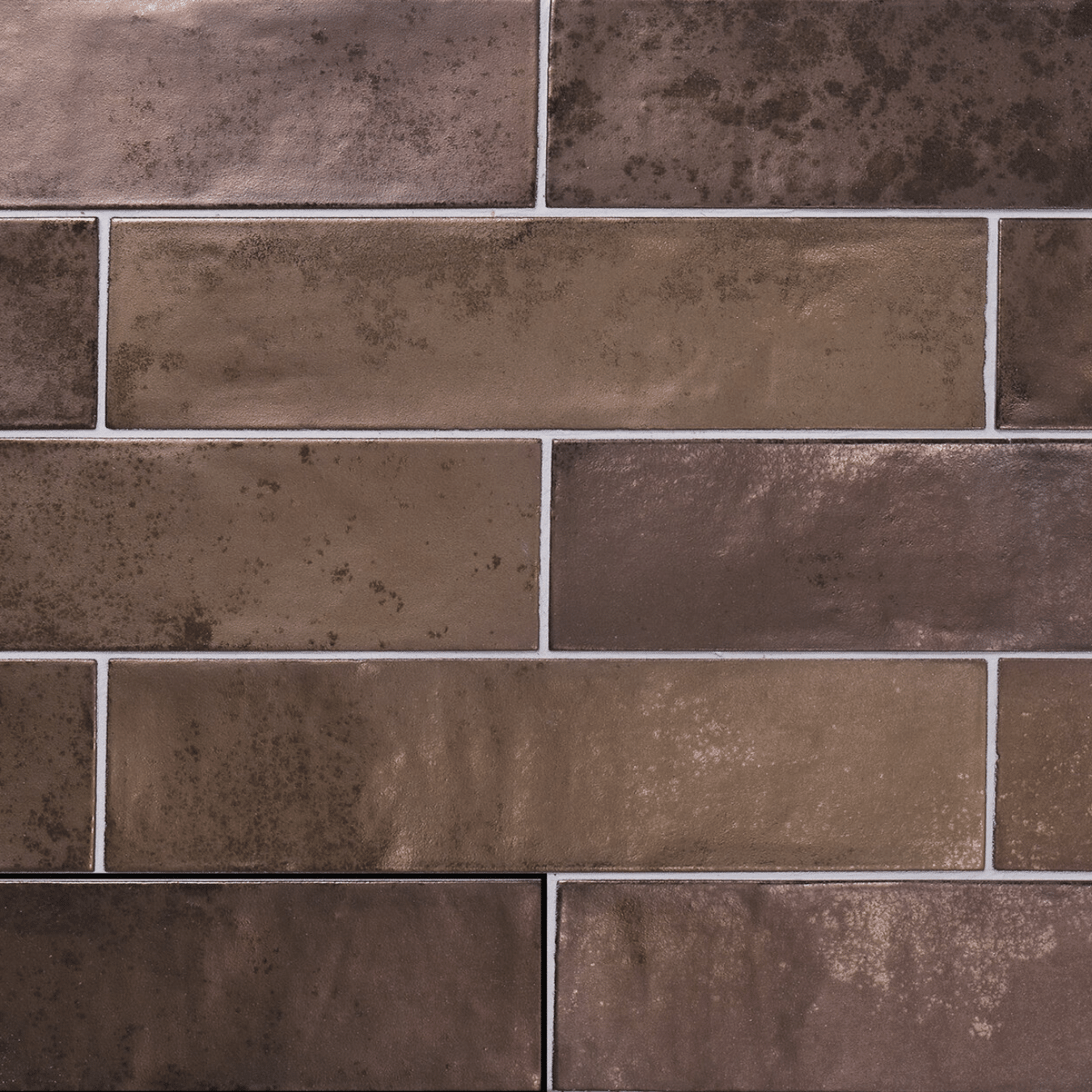 Glossy bronze metallic tiles