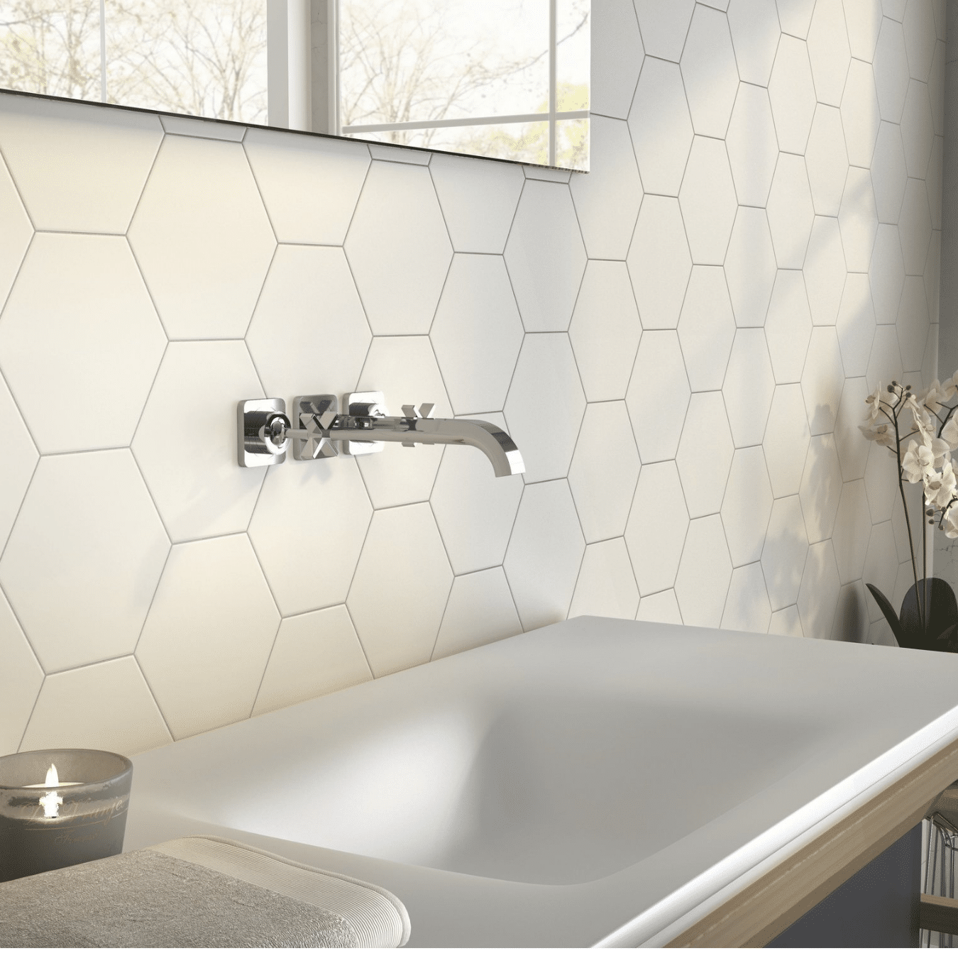 Porcelain white wall tiles