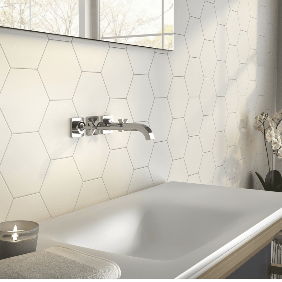 Porcelain white wall tiles