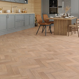 Ivybridge Smoked White Oak Herringbone Flooring in a room setting