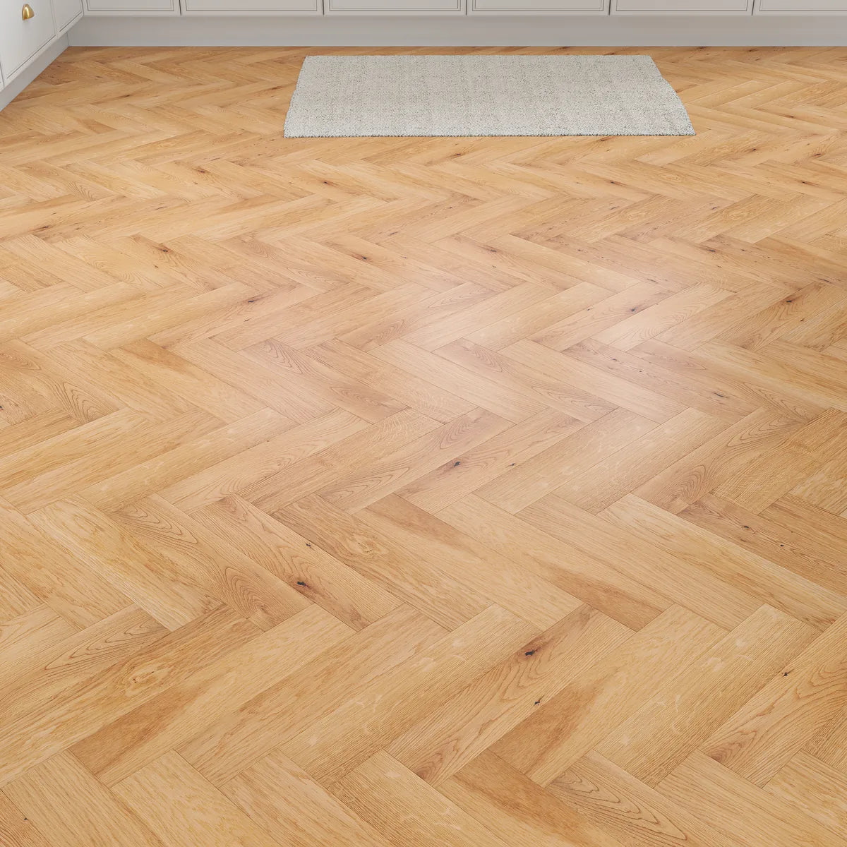 Thornton Natural Oak Herringbone Flooring in a room setting