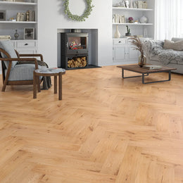 Blackmoor Natural Oak Herringbone Flooring in a room setting