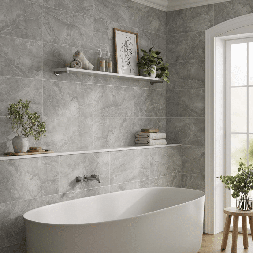 Modern Hugo Grey ceramic wall tile design