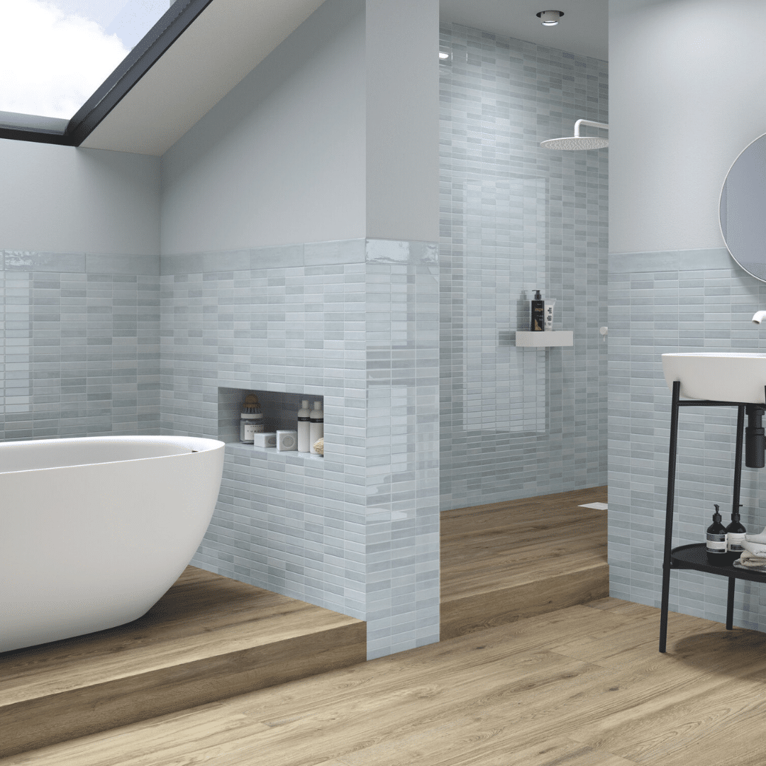 Decorative glossy aqua ceramic wall tile design