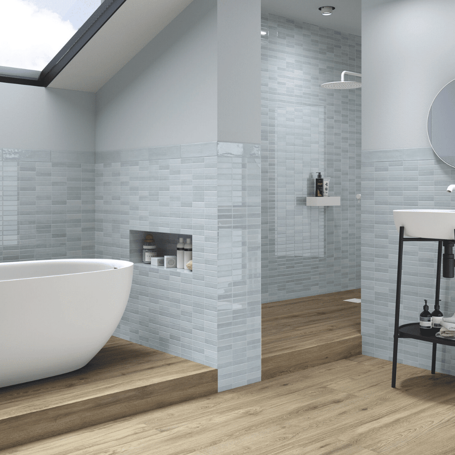 Decorative glossy aqua ceramic wall tile design