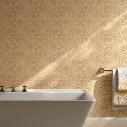 Cream ceramic decor effect tiles with elegant textured appearance