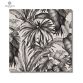 Icons Palm black white ceramic wallpaper effect wall floor tiles