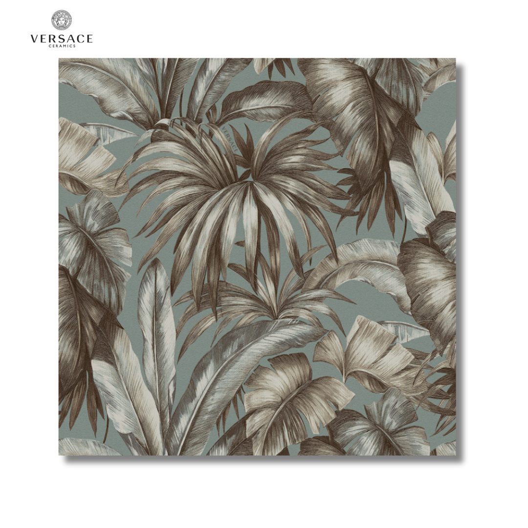 Icons Palm Sage green ceramic wallpaper effect wall floor tiles