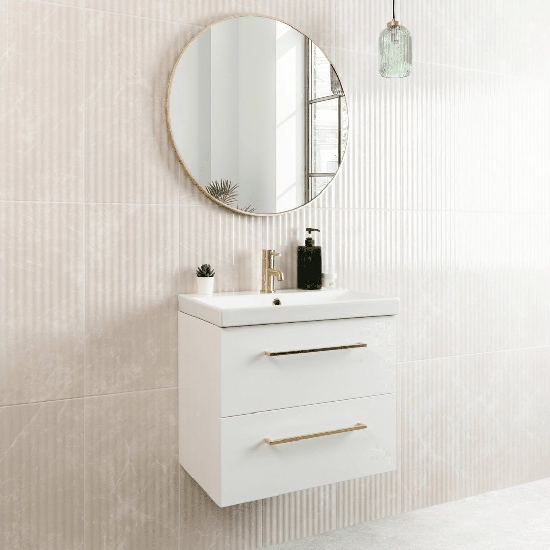 White ceramic wall tile with marble effect texture