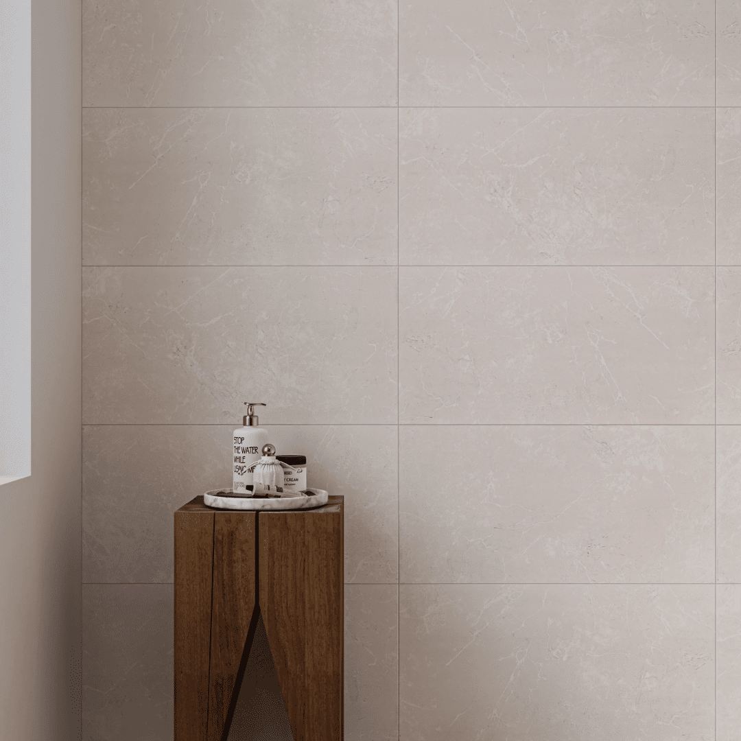 White porcelain wood effect tiles featuring matt surface