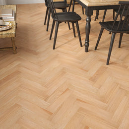 Ashurst Natural Oak Herringbone Flooring in a room setting
