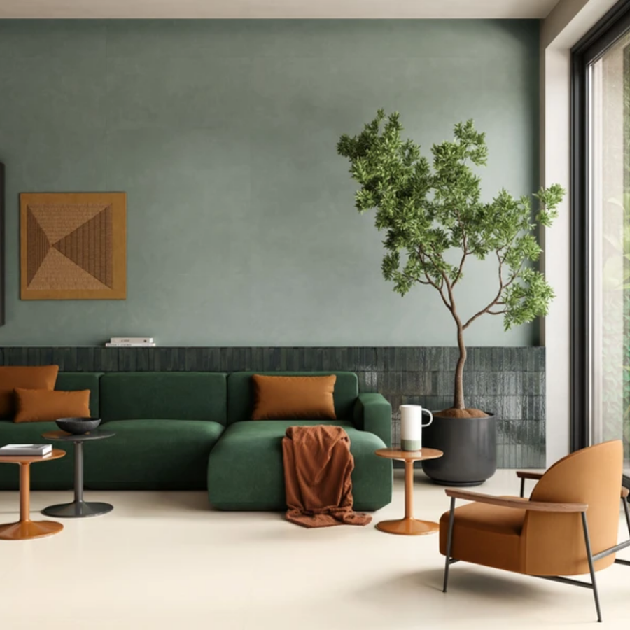 Modern wall and floor tiles with light cream resin effect