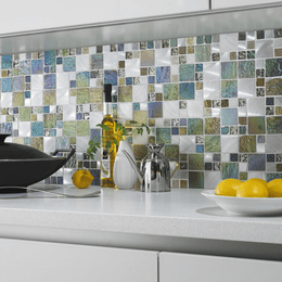 Mixed material modular stone effect wall mosaic surface