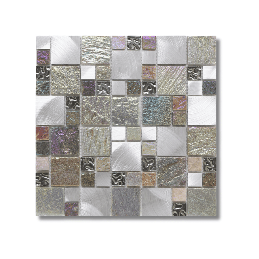Mixed material modular stone effect wall mosaic surface