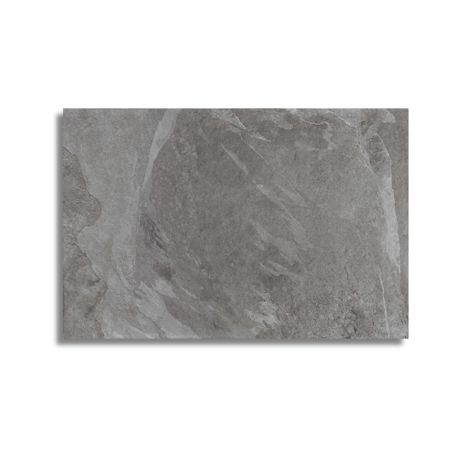 Grey porcelain stone effect tiles used on wall and floor