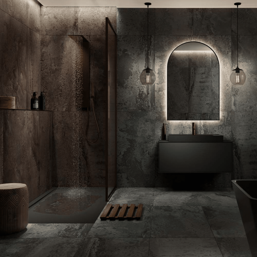 Iron Grey lappato porcelain metallic wall and floor tiles