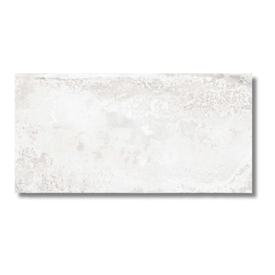 White metallic effect lappato porcelain tile for hallway