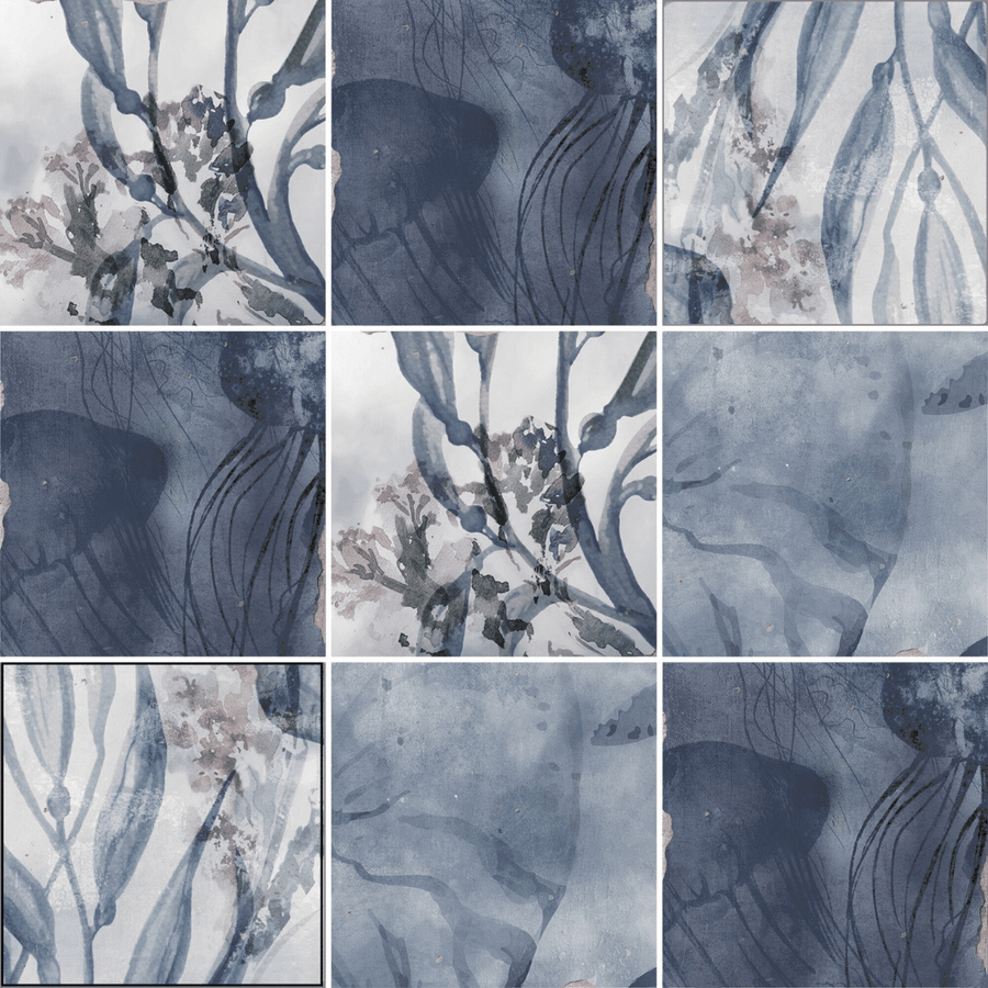 Glossy ceramic Kasvara Blue Mix decorative blue wall tiles