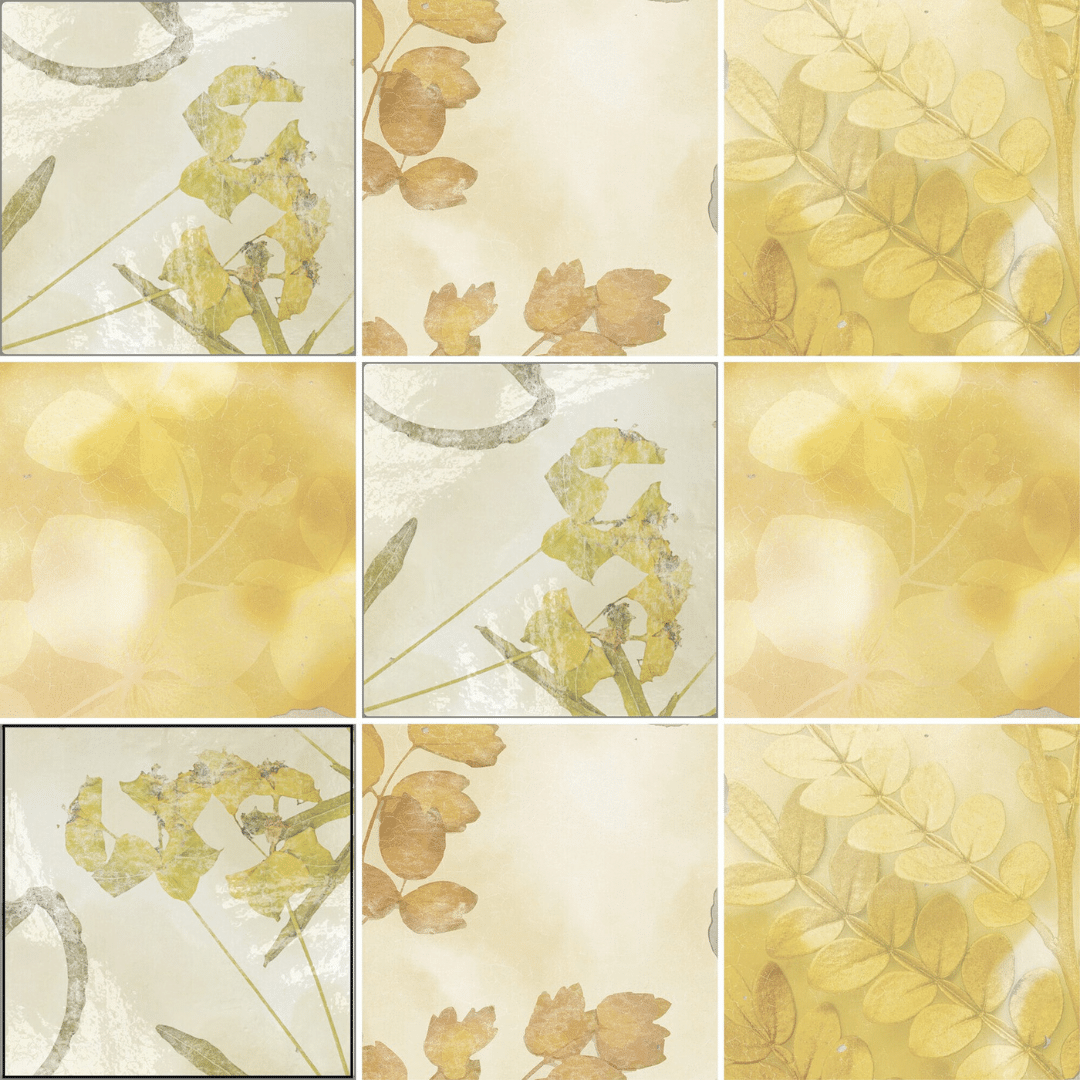 Glossy ceramic Kasvara Ocre Mix decorative yellow wall tiles
