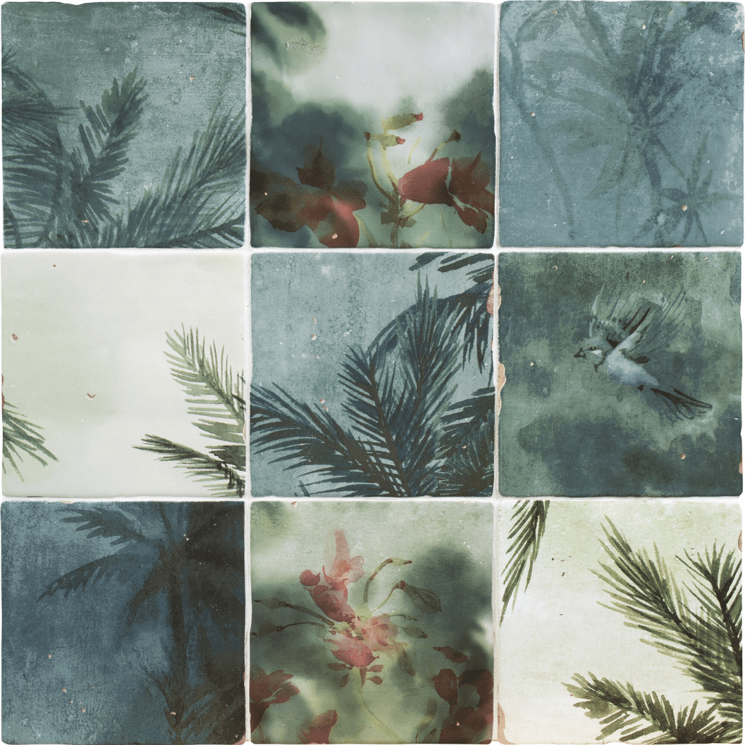 Glossy ceramic Kasvara Turquesa Mix decorative turquoise wall tiles